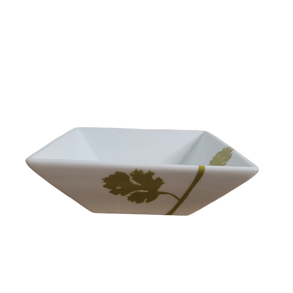 Cooks JCPenney Home Collection Soup Bowl Green White Porcelain Square